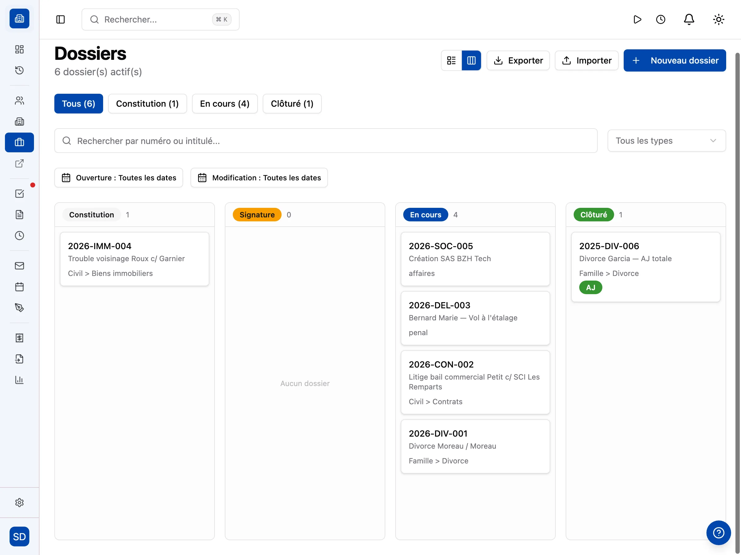 Capture d'écran — Gérez vos dossiers de A à Z