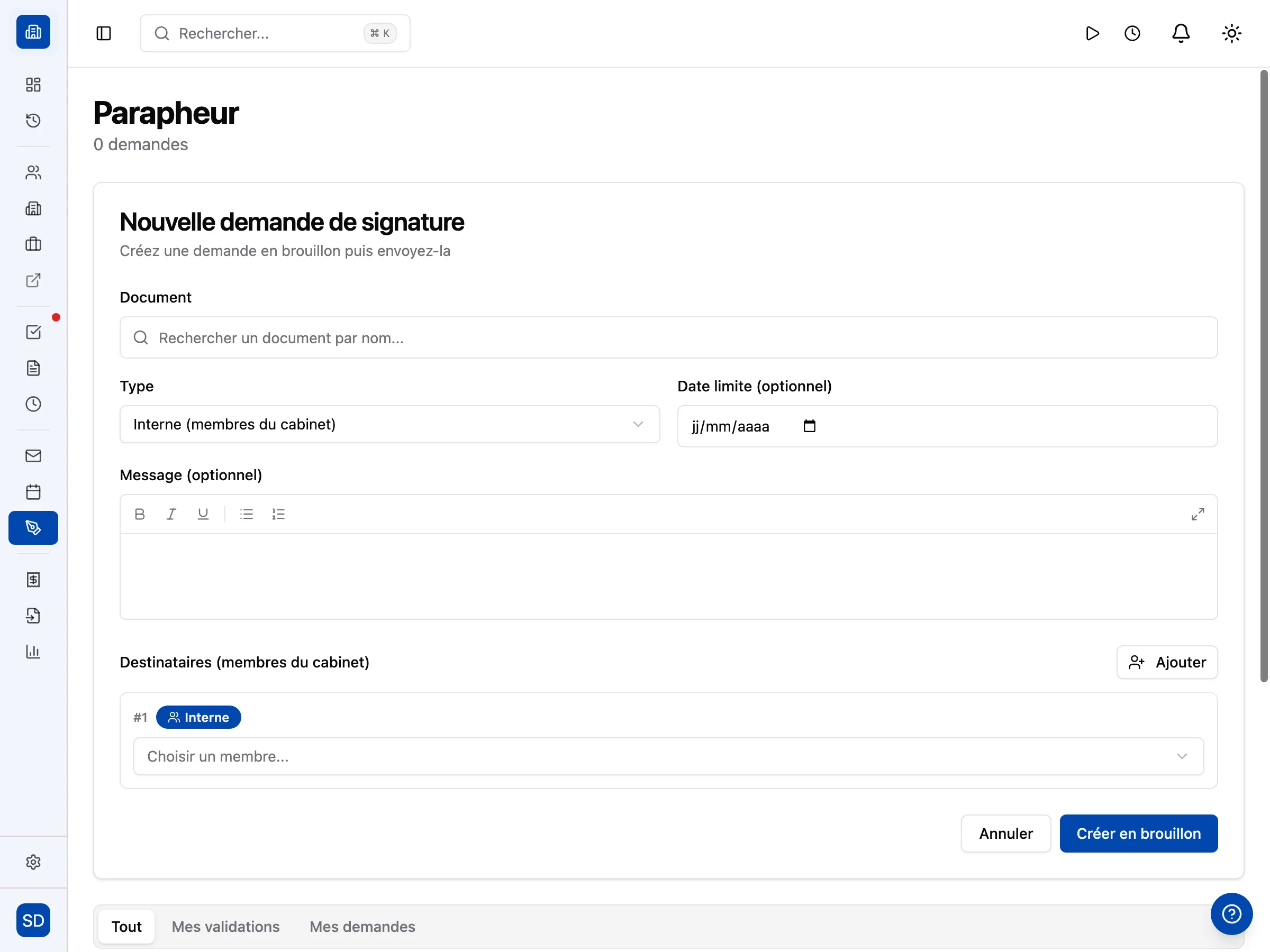 Capture d'écran — Faites signer vos documents