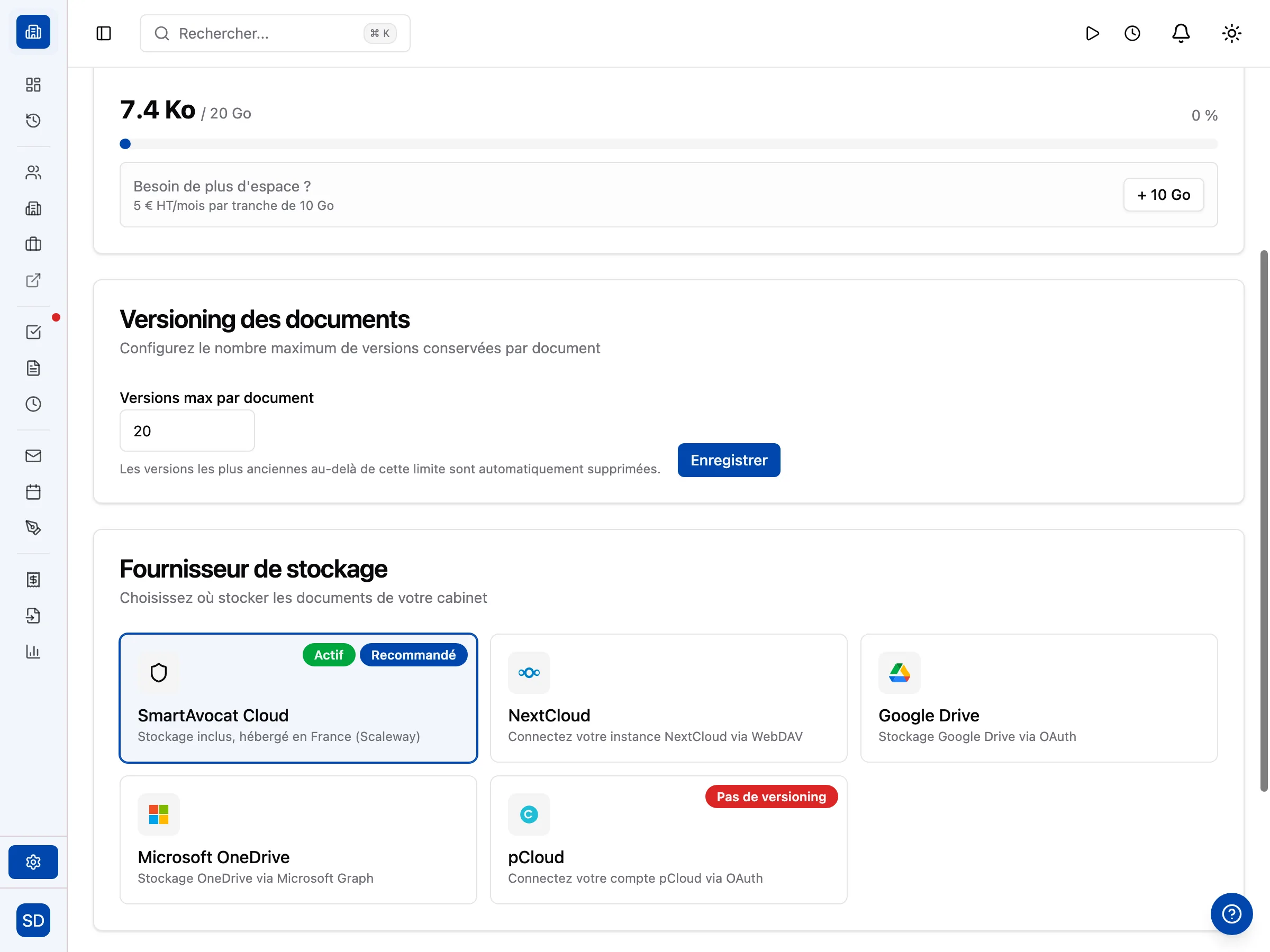 Capture d'écran — Votre stockage, votre choix